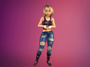 cartoony girl rigged low-poly 3D Model