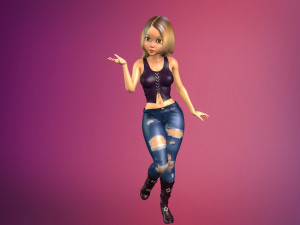 cartoony girl rigged low-poly 3D Model