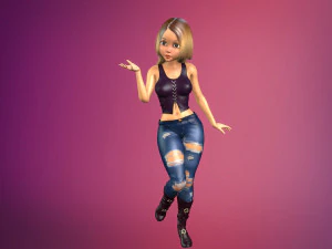 cartoony girl rigged low-poly 3D Model