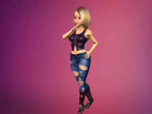 cartoony girl rigged low-poly 3D Model