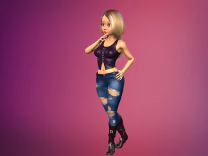 cartoony girl rigged low-poly 3D Model