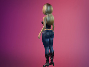 cartoony girl rigged low-poly 3D Model