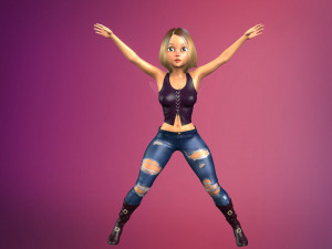 cartoony girl rigged low-poly 3D Model