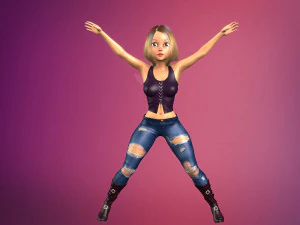 cartoony girl rigged low-poly 3D Model