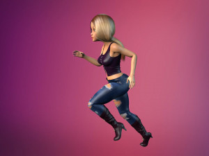 cartoony girl rigged low-poly 3D Model