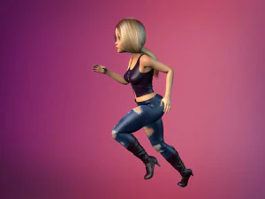 cartoony girl rigged low-poly 3D Model