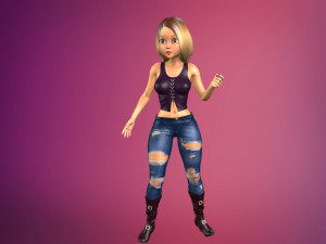 cartoony girl rigged low-poly 3D Model