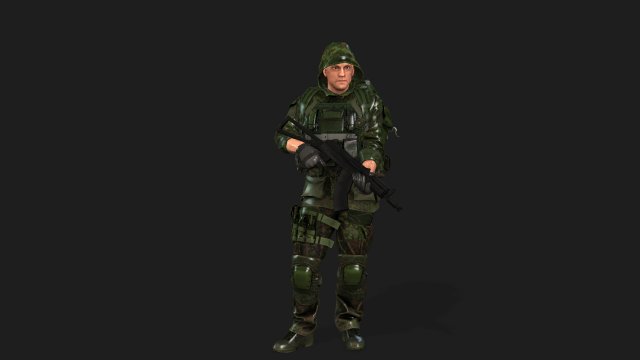 soldier-military-army--7-rigged with animation file 3D Модель .c4d .max .obj .3ds .fbx .stl .blend 
