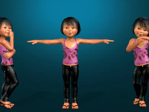 cartone animato stilizzato-bambino-adolescente-bambino--truccato Modello 3D