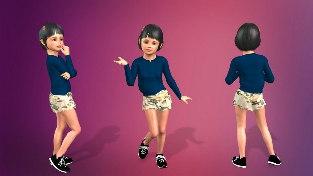 cartoon stylized girl-4 rigged Modello 3D .c4d .max .obj .3ds .fbx .stl .blend 