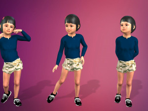 cartoon stylized girl-4 rigged Modello 3D