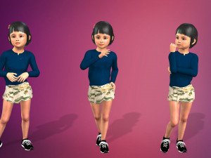 cartoon stylized girl-4 rigged Modello 3D