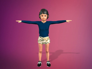cartoon stylized girl-4 rigged Modello 3D