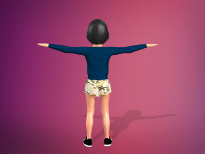 cartoon stylized girl-4 rigged Modello 3D