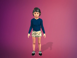 cartoon stylized girl-4 rigged Modello 3D