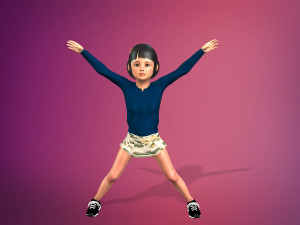 cartoon stylized girl-4 rigged Modello 3D