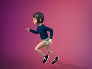 cartoon stylized girl-4 rigged Modello 3D
