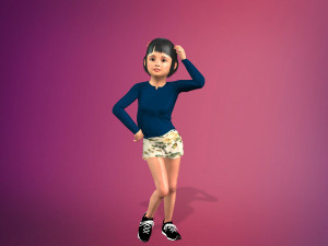 cartoon stylized girl-4 rigged Modello 3D