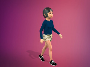 cartoon stylized girl-4 rigged Modello 3D