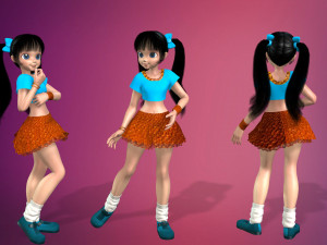 cartoon stylized girl-5 rigged Modelo 3D