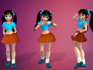 cartoon stylized girl-5 rigged 3D Model