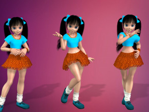 cartoon stylized girl-5 rigged 3D Model