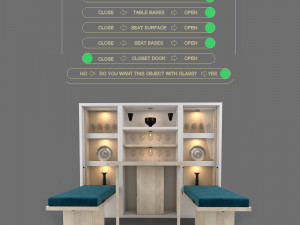 hinged furniture shelf transformation rigging and animation 3 wood versions 3D मॉडल