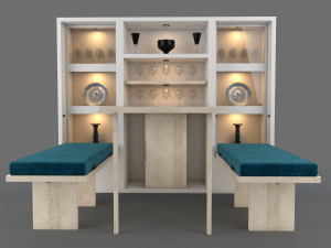 hinged furniture shelf transformation rigging and animation 3 wood versions 3D मॉडल