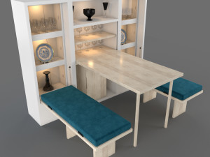 hinged furniture shelf transformation rigging and animation 3 wood versions 3D मॉडल