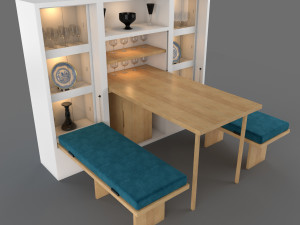 hinged furniture shelf transformation rigging and animation 3 wood versions 3D मॉडल