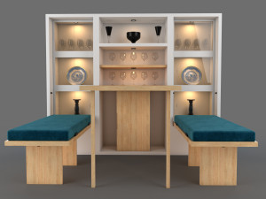 hinged furniture shelf transformation rigging and animation 3 wood versions 3D मॉडल