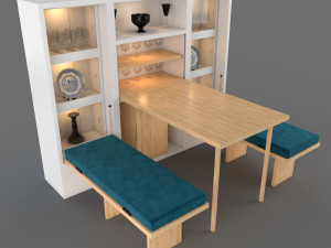 hinged furniture shelf transformation rigging and animation 3 wood versions 3D मॉडल