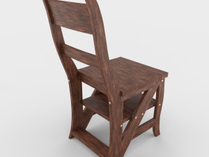 ladder chair with rigging and animation 4 wood versions 3D 模型