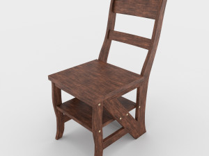 ladder chair with rigging and animation 4 wood versions 3D 模型