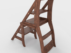 ladder chair with rigging and animation 4 wood versions 3D 模型