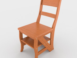 ladder chair with rigging and animation 4 wood versions 3D 模型