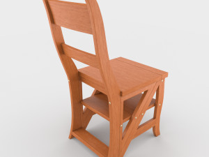 ladder chair with rigging and animation 4 wood versions 3D 模型