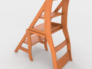 ladder chair with rigging and animation 4 wood versions 3D 模型