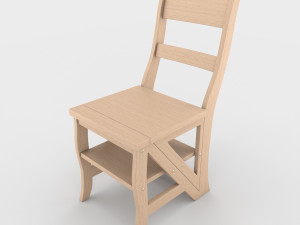 ladder chair with rigging and animation 4 wood versions 3D 模型