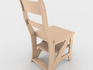 ladder chair with rigging and animation 4 wood versions 3D 模型