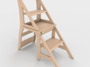 ladder chair with rigging and animation 4 wood versions 3D 模型