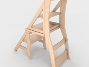 ladder chair with rigging and animation 4 wood versions 3D 模型