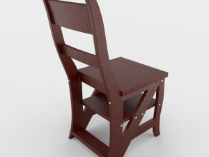 ladder chair with rigging and animation 4 wood versions 3D 模型