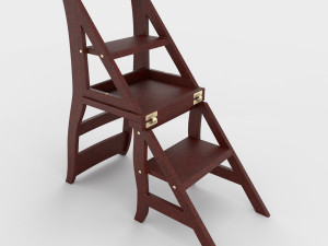 ladder chair with rigging and animation 4 wood versions 3D 模型