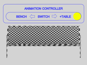 convertible bench and table with rigging and animation 3D Модель