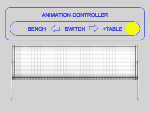 convertible bench and table with rigging and animation 3D Модель