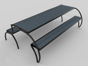 convertible bench and table with rigging and animation 3D Модель
