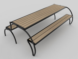 convertible bench and table with rigging and animation 3D Модель