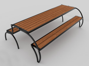 convertible bench and table with rigging and animation 3D Модель