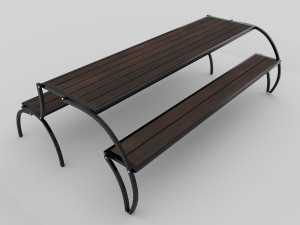 convertible bench and table with rigging and animation 3D Модель